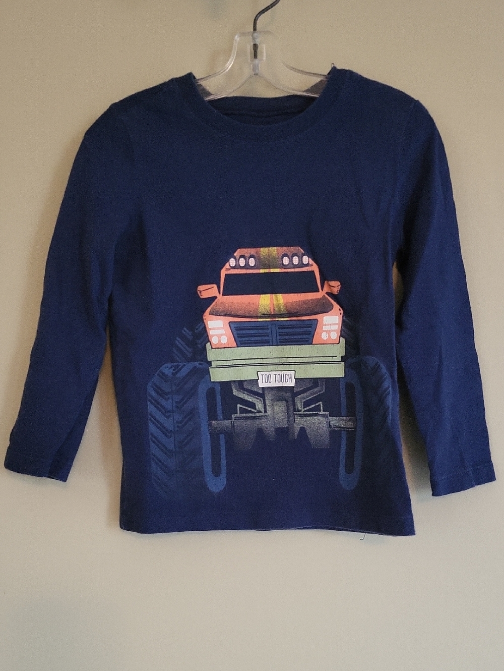 Navy Monster Truck long sleeve tee shirt